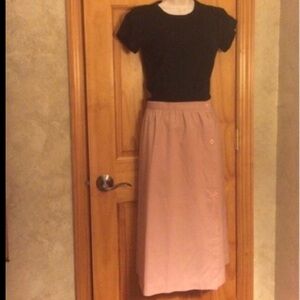 Vintage America Pink A-line Smocked Midi Skirt